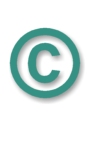 copyright symbol in black with shadow on white