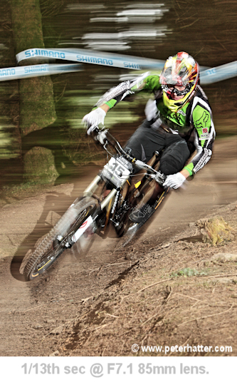 downhill mountain bike racing photography example with flash
