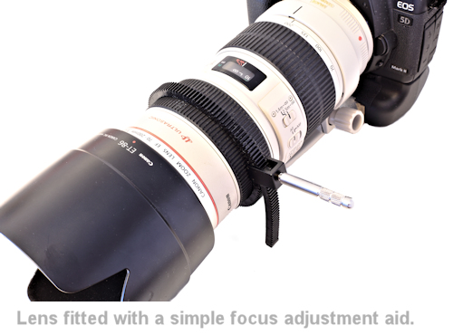 a lens fitted with a simple focussing aid