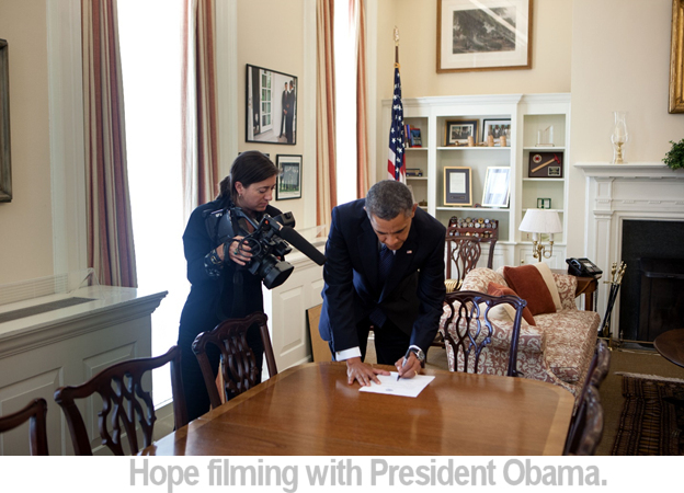 Hope Hall working with President Obama