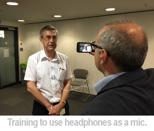 training to use the headphone mic.