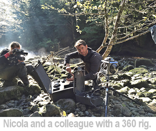 Nicola and a colleague with a 360 rig.