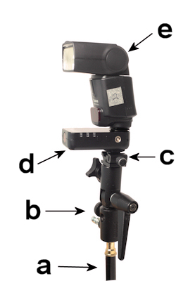 portable flash or strobe setup with wireless trigger.
