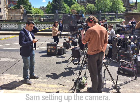Sam setting up his camera
