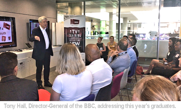 tony hall director general of the BBC address a gradutation event.